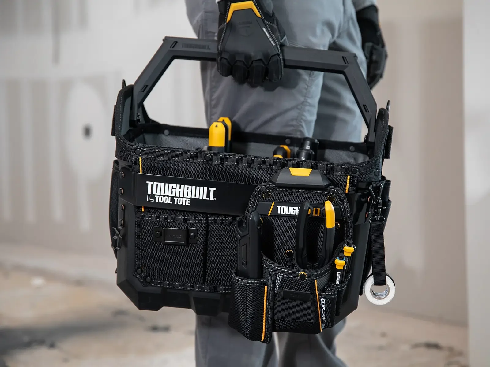 TOUGHBUILT TB-CT-82-12/TB-CT-82-16 중형/대형 공구 가방 1개 옥스포드 천 방수 하드 바닥 공구 상자 휴대용 보관 가방