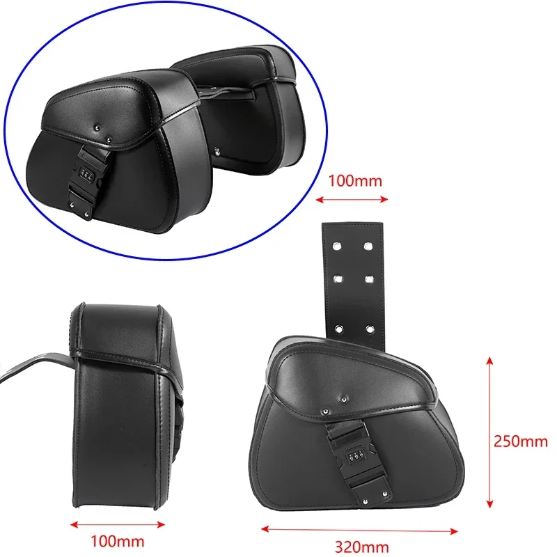 Bardak tutucu Panniers arka el çantası bagaj depolama ile 1 çift motosiklet heybe PU deri büyük kapasiteli su geçirmez
