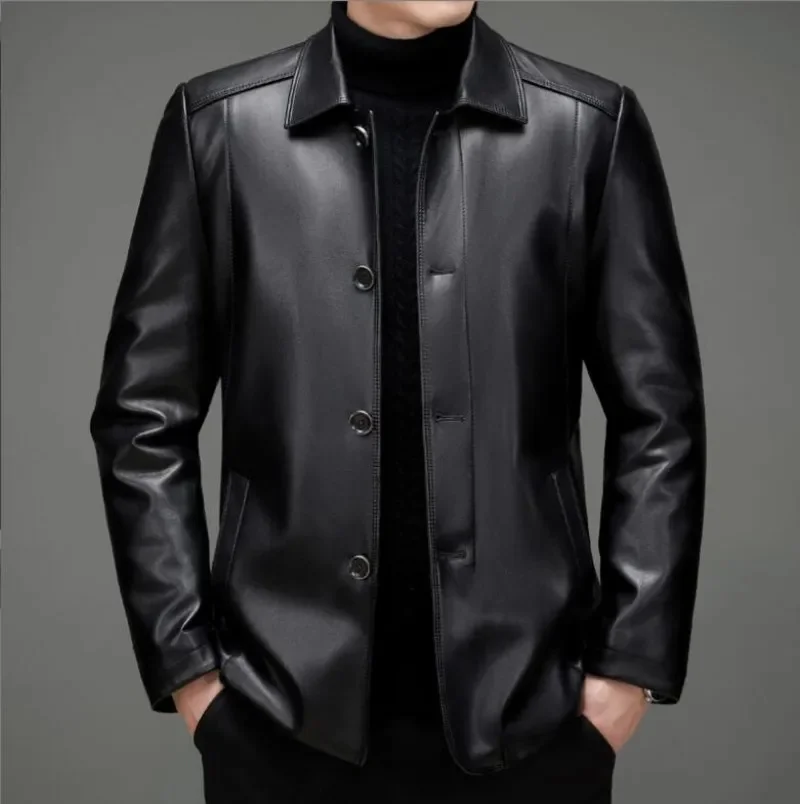 

Men's Genuine Leather Jacket Men Second layer of sheepskin Coat Spring Autumn Mens s Fashion Casual