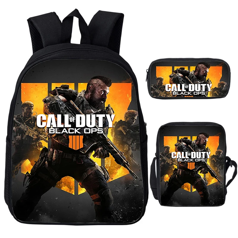 3 Pezzi Set Gioco Call Of Duty Black Ops Zaino Studente Durevole Bookbag Ragazze Ragazzi 3D Call Of Duty Zainetto Borse A Tracolla Borsa Per Penna