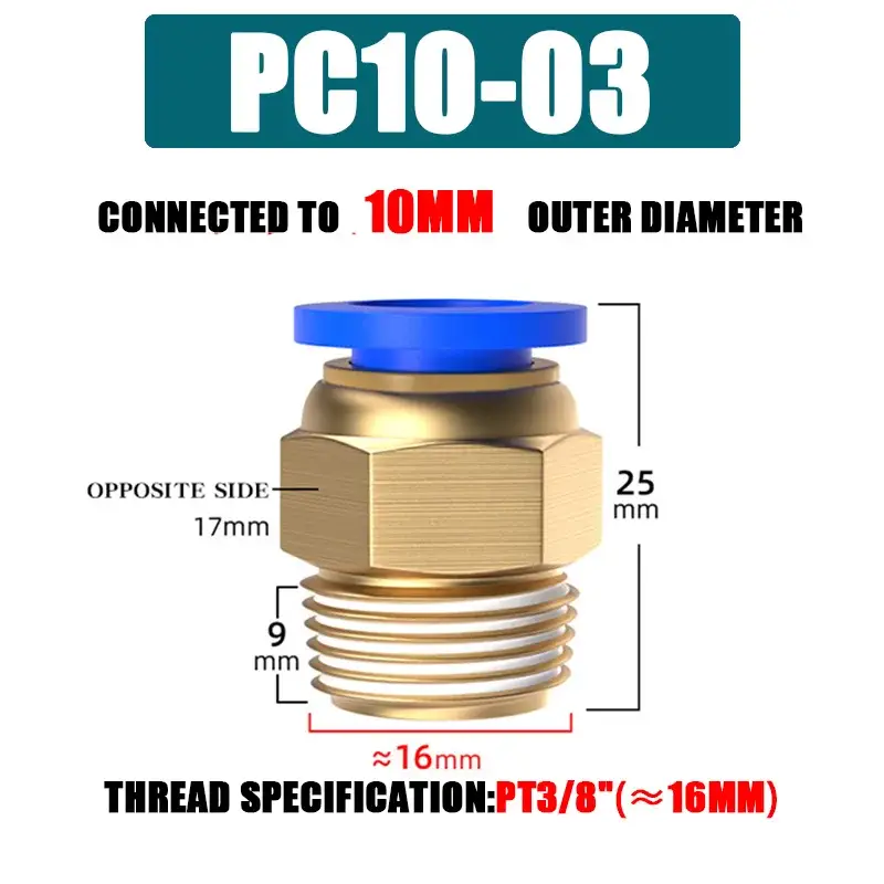 10/50PCS Pneumatic Fitting Air Connector PC 4mm 6mm 8mm 10mm 12mm Thread 1/8" 1/4" 3/8" 1/2" Hose Fittings Pipe Quick Connectors - Image 12