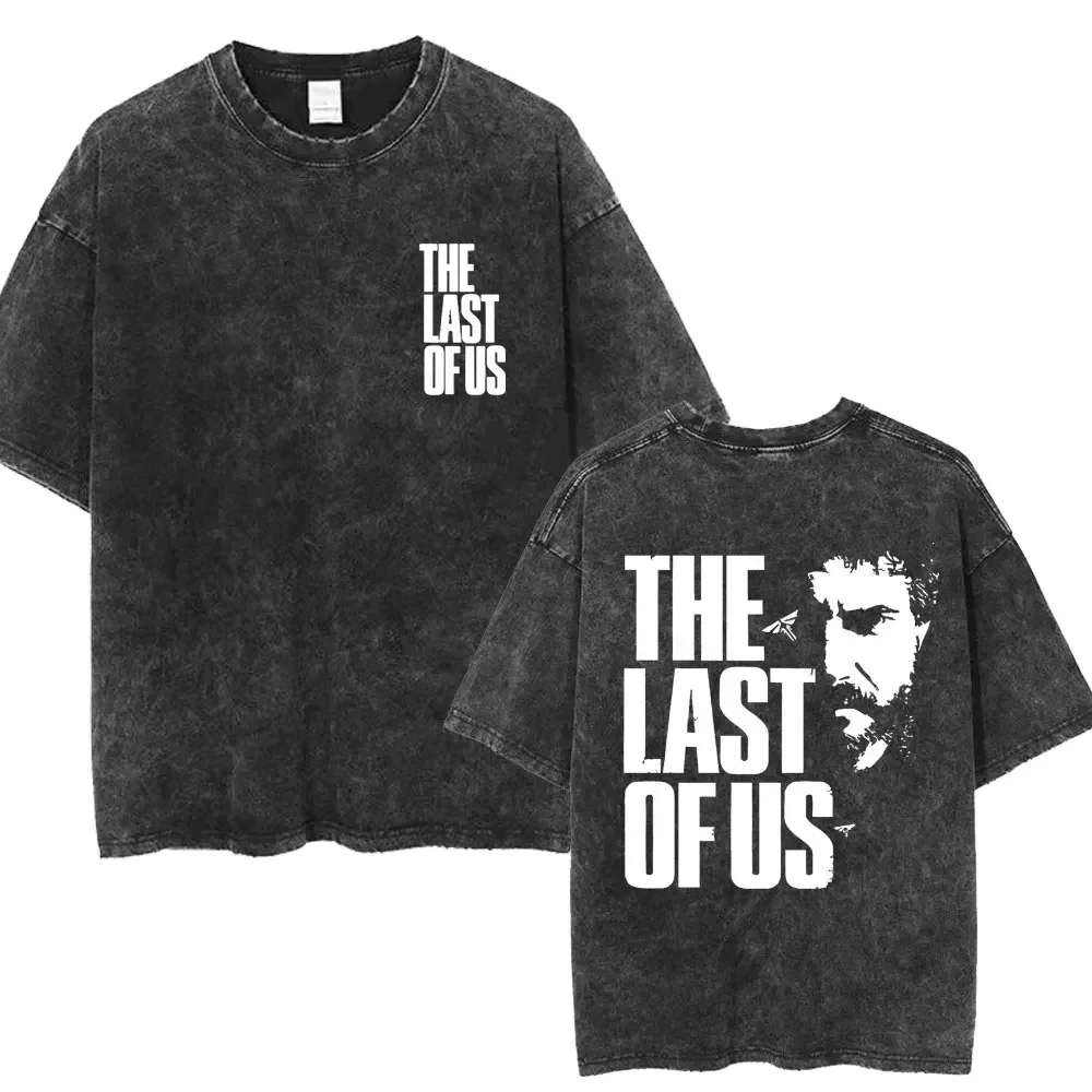 The Last of Us Summer Washed T-shirt Fashion Trend Punk Hip Hop Print Men's Cotton Street Style
