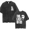 The Last of Us Summer Washed T-shirt Fashion Trend Punk Hip Hop Print Fashion T-shirt Men's Cotton T-shirt Men's Street Style 1