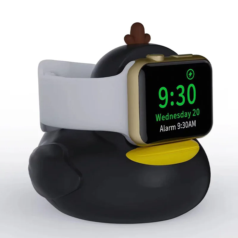 Cute Duck Wristwatch Charger Stand Desktop Stand for Apple Watch Series 9 8 7 6 SE 5 4 3 IWatch Silicone Charger Holder Silicone