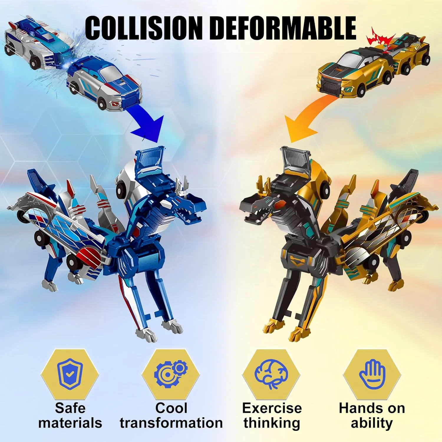 Magnetic Transforming Car Toy - Unicorn Dinosaur Combo for Kids
