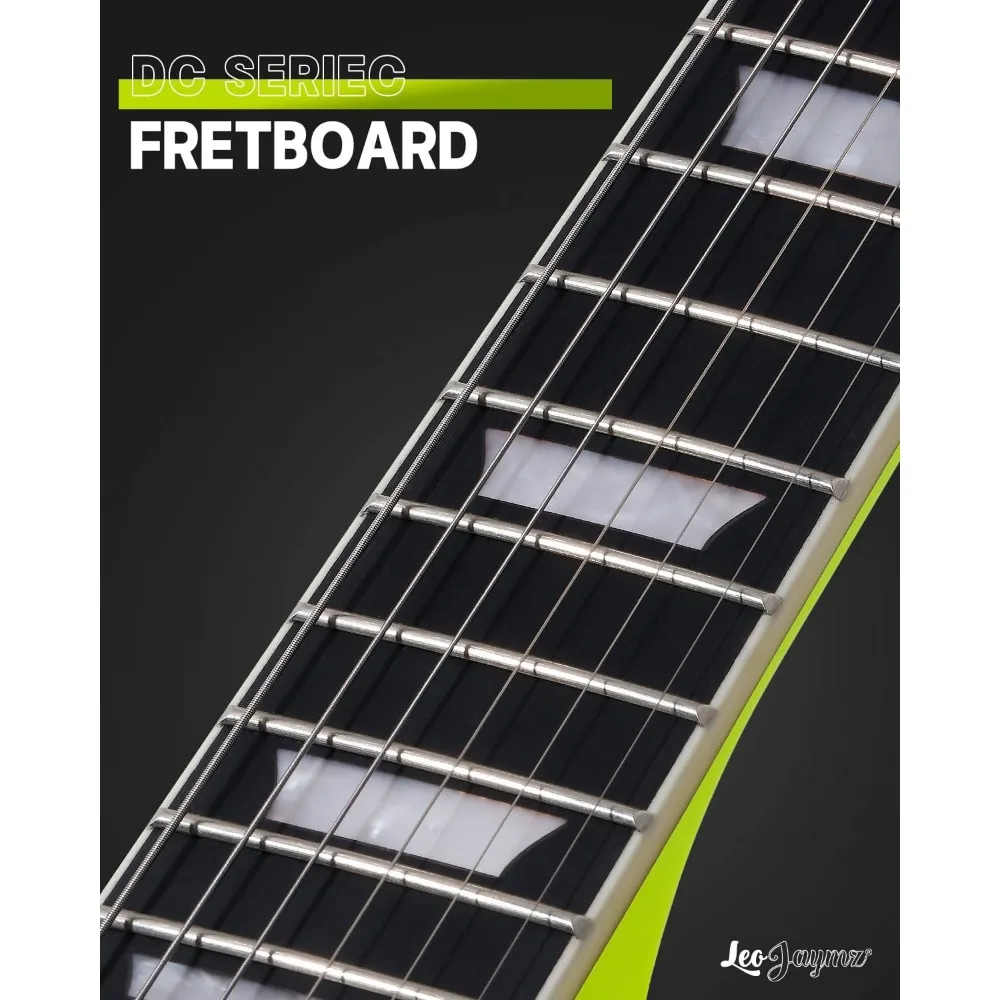 39 Inch Solid Body Electric Guitar-Poplar Wood Body，Maple Neck and Composite Ebony Fretboard (Fluorescent Green)