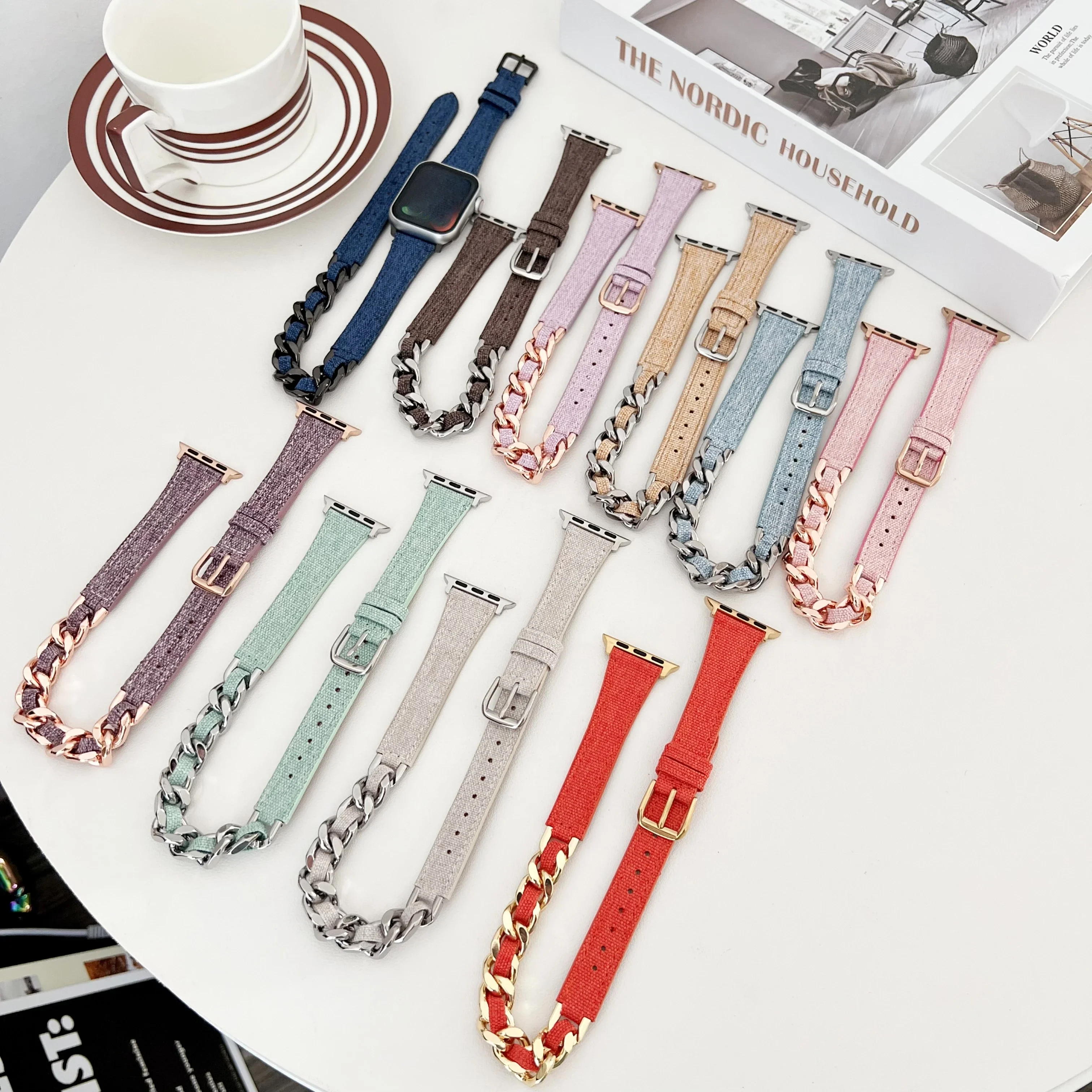 

Double tour cowboy metal bracelet for Apple Watch Series 9 8 7 6 5 4 se Ultra 2 band for iWatch 49mm 41 45mm 38 40mm 42 44 45mm