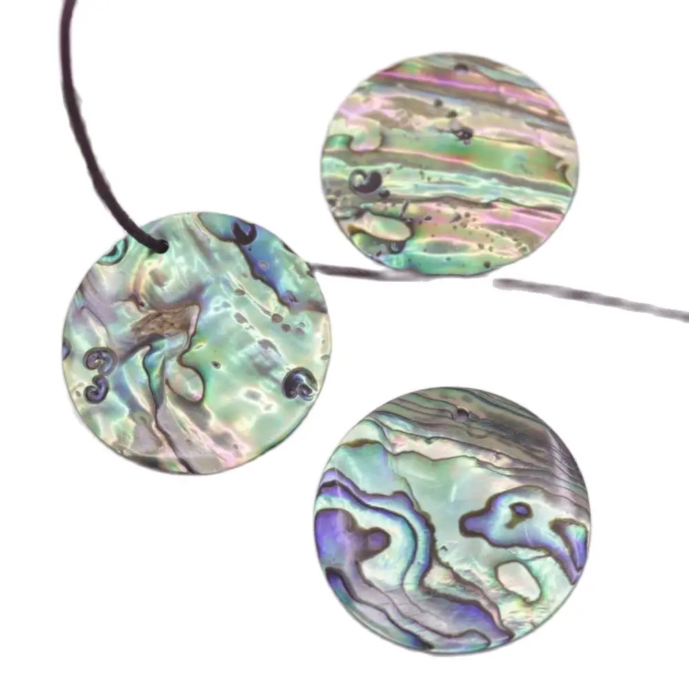 5 PCS 30mm Round Coin Natural Green Abalone paua Shell Earring Pendant Making