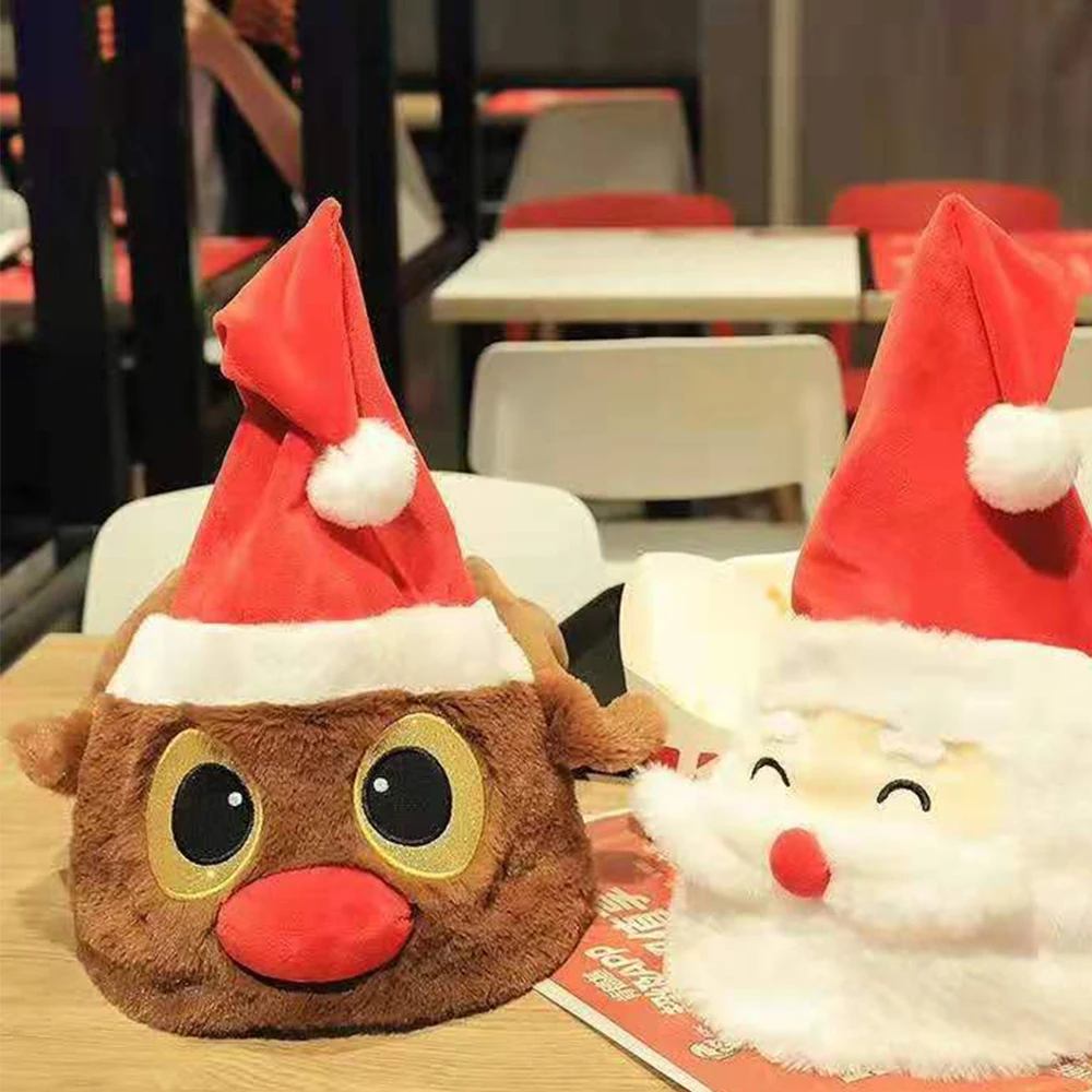 Singing Dancing Christmas Hat Cute Santa Hats for Adults & Kids Funny Swing Musical Funny Toy Hat for Christmas Party