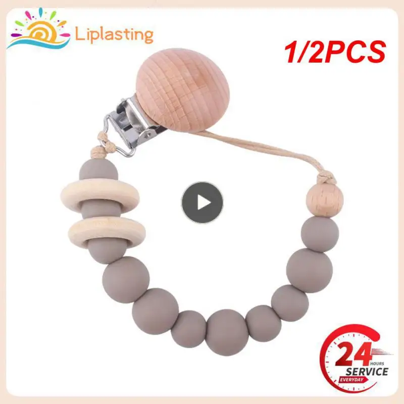 

1/2PCS Baby Pacifier Clip Gift Dummy Nipples Holder Clip Infant Teething Soother Chew Silicone Bead Chain Girl Boy Baby