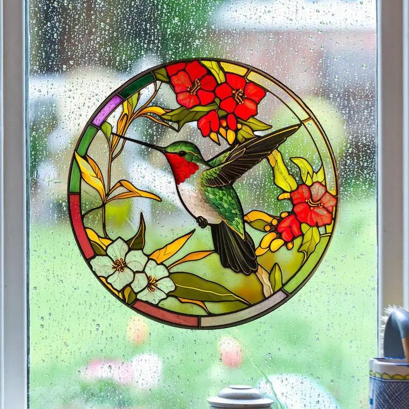 Hummingbird Window Decals Non-Adhesive Warning Sticker Double-Sided Design Decoration Tool Home School Dormitory And Hotel,hummingbird window decals