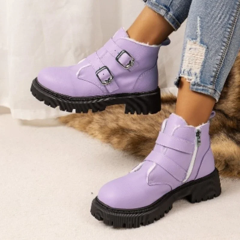 

Female Shoes on Sale 2023 Fashion Zipper Women's Boots Winter Round Toe Solid Plush Warm Platform Water Proof Fashion Boots