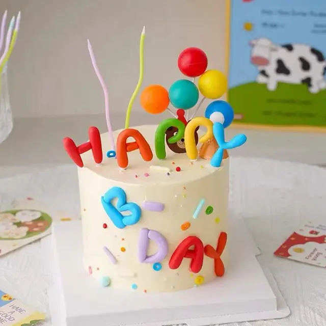 Letter Happy Birthday Cake Topper Party Kid Cake Insert Decor