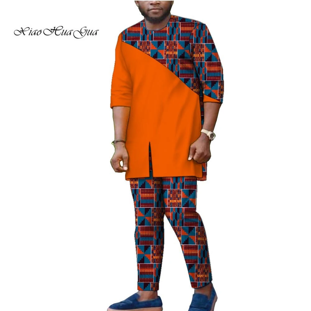 Dashiki ropa africana tradicional para hombre, conjunto de 2 piezas, y pantalones de algodón, grande, wyn1477|Ropa africana| - AliExpress