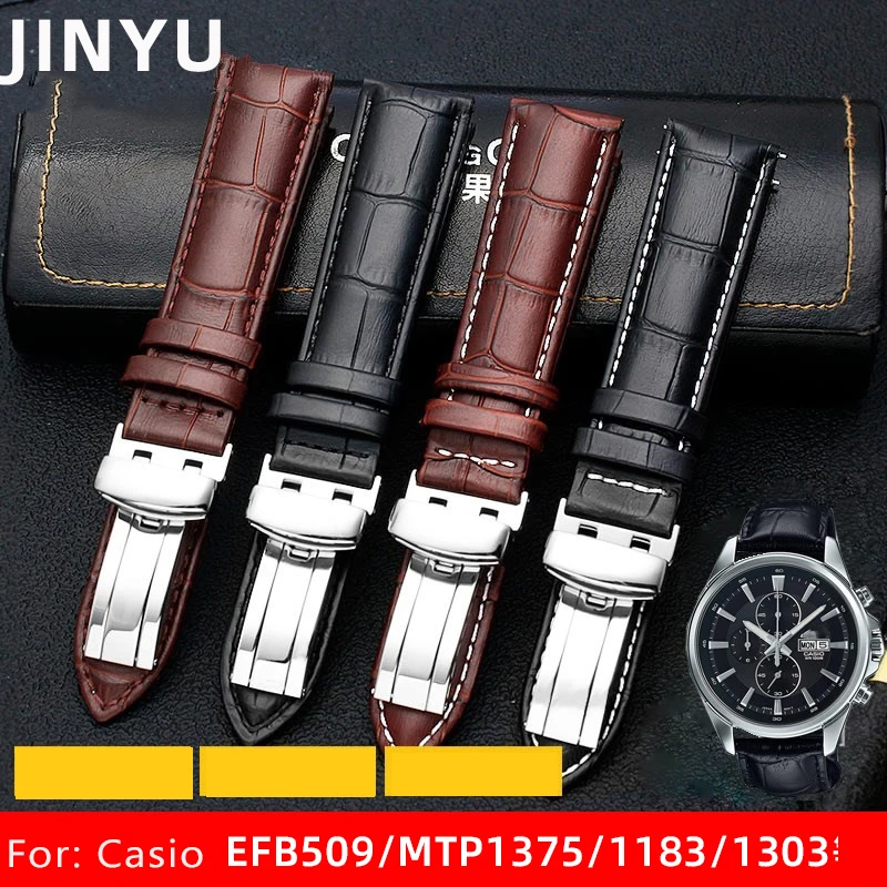 Genuine Leather Watch Band Bracelet Strap, 20mm 22mm, Black Brown