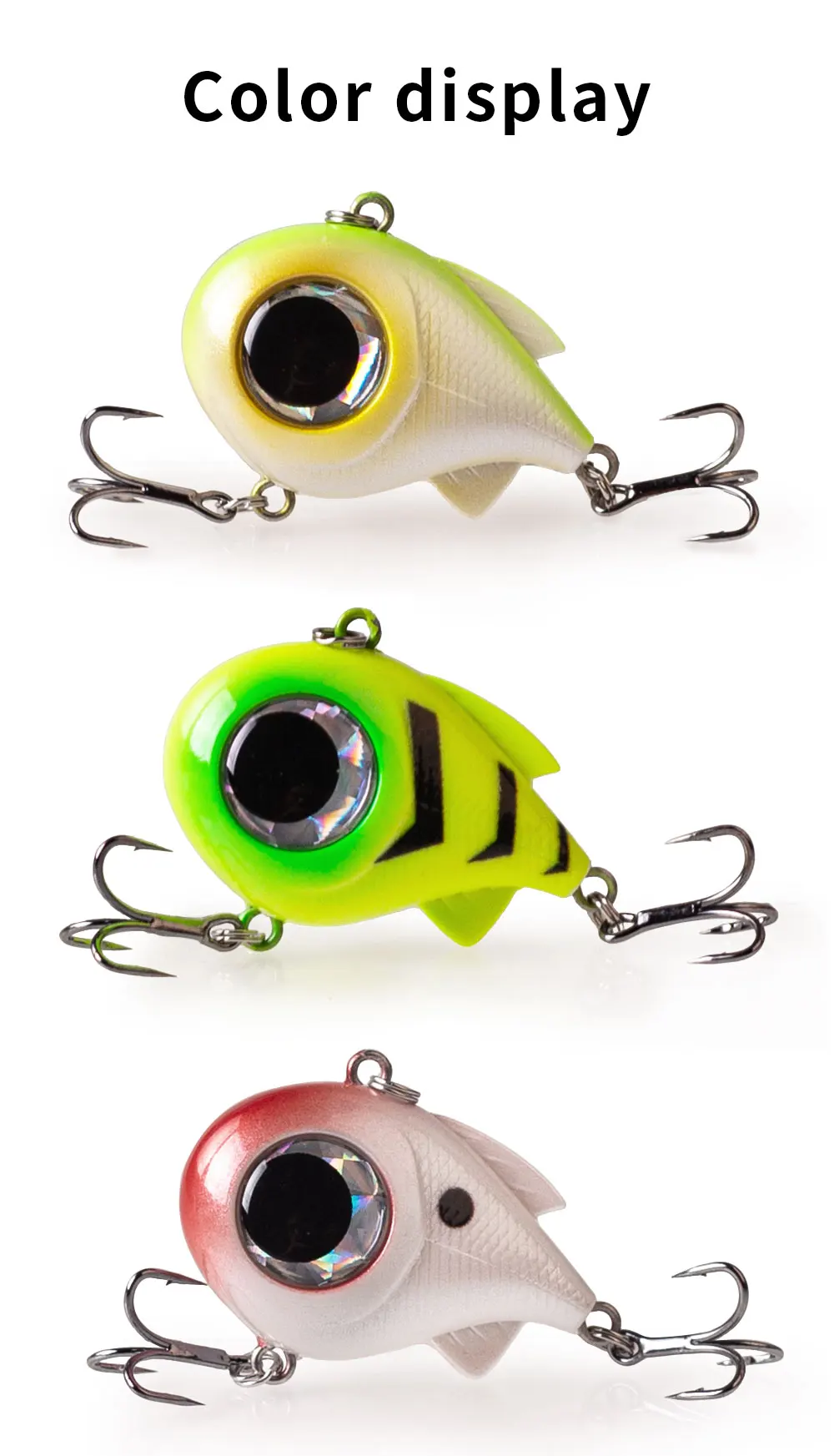 Haanlin 5 Stück/Box Big Eyes VIB 4cm/1,57 Zoll/8,5g Angelköder Sinkende Vibrations-Rasselkugel Künstliche Hartköder Bass-Angelzubehör – Detail 8