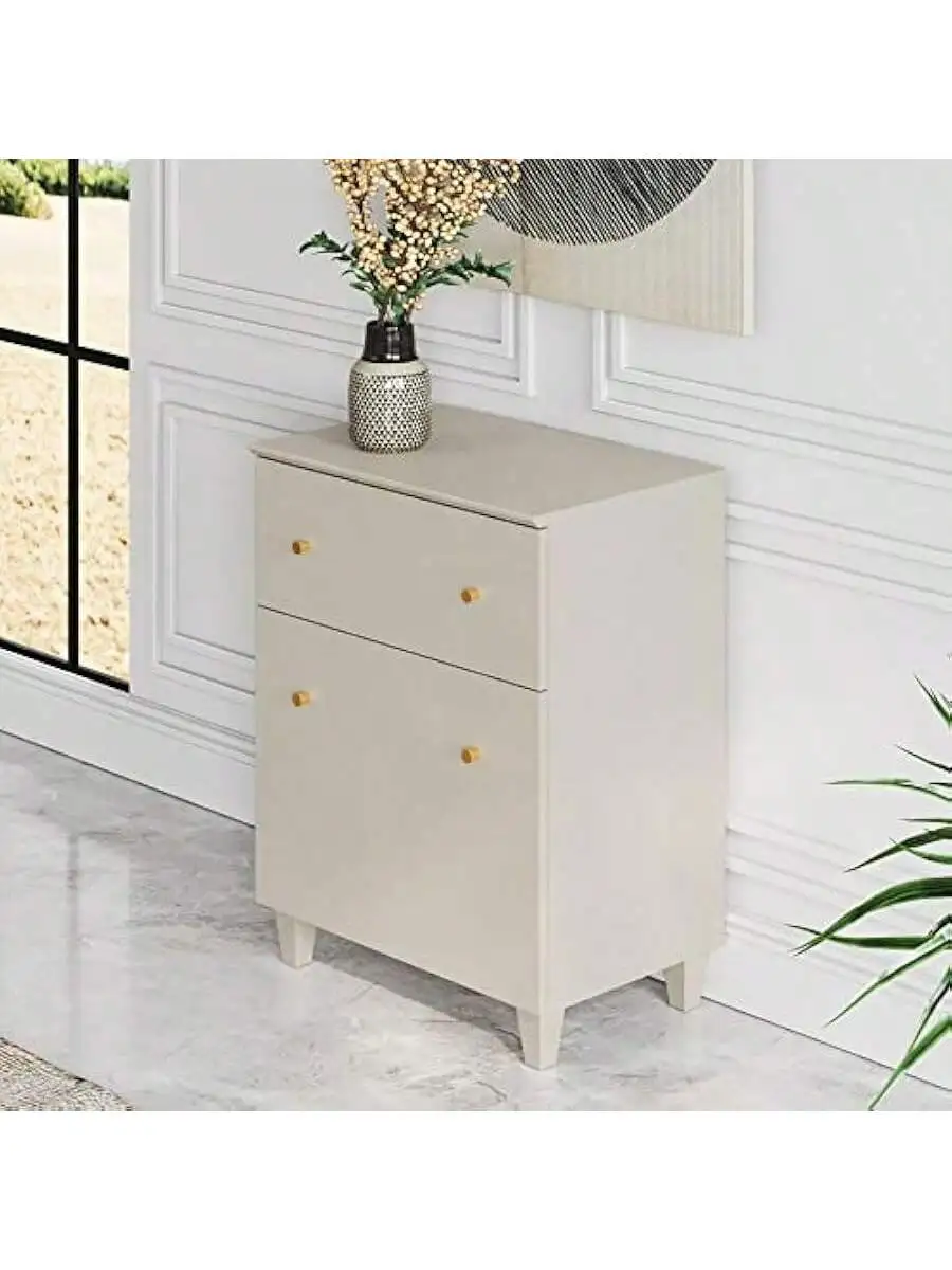 Storage Cabinet for Living Room 32.4" H Freestanding Wood Accent Cabinets Floor Cupboard with Drawer Door and Adjustable 3