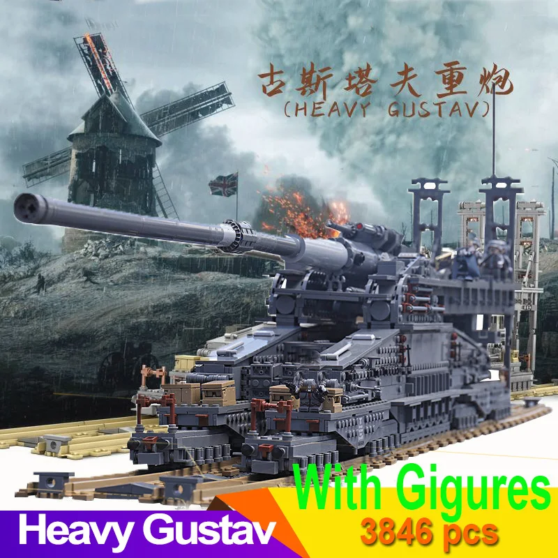 Kazi 10005 3846Pcs German 80cm K[E] Railway Gun Dora Gustav Heavy