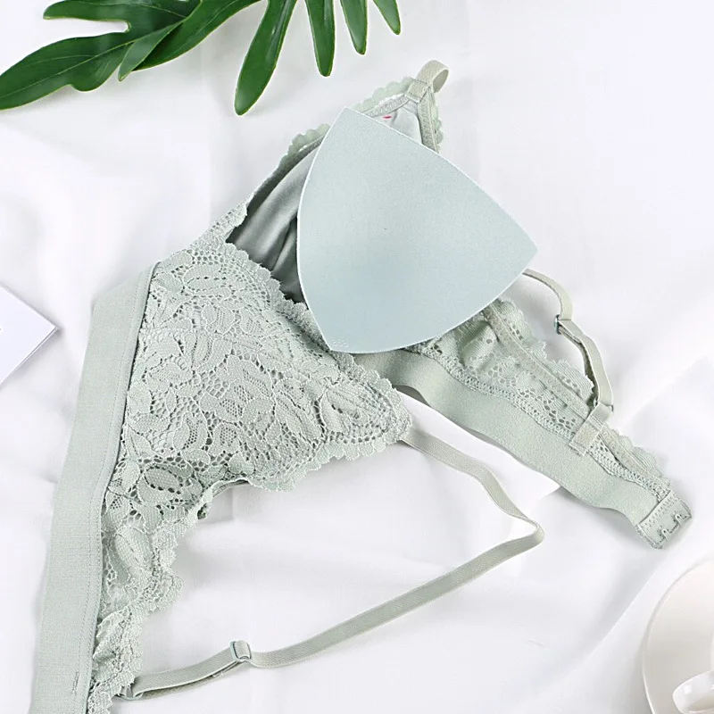 Sexy lace breasts gathered Bra Set seamless Wireless bras French underwear  Brassiere Suit thin Cup Lingerie - AliExpress