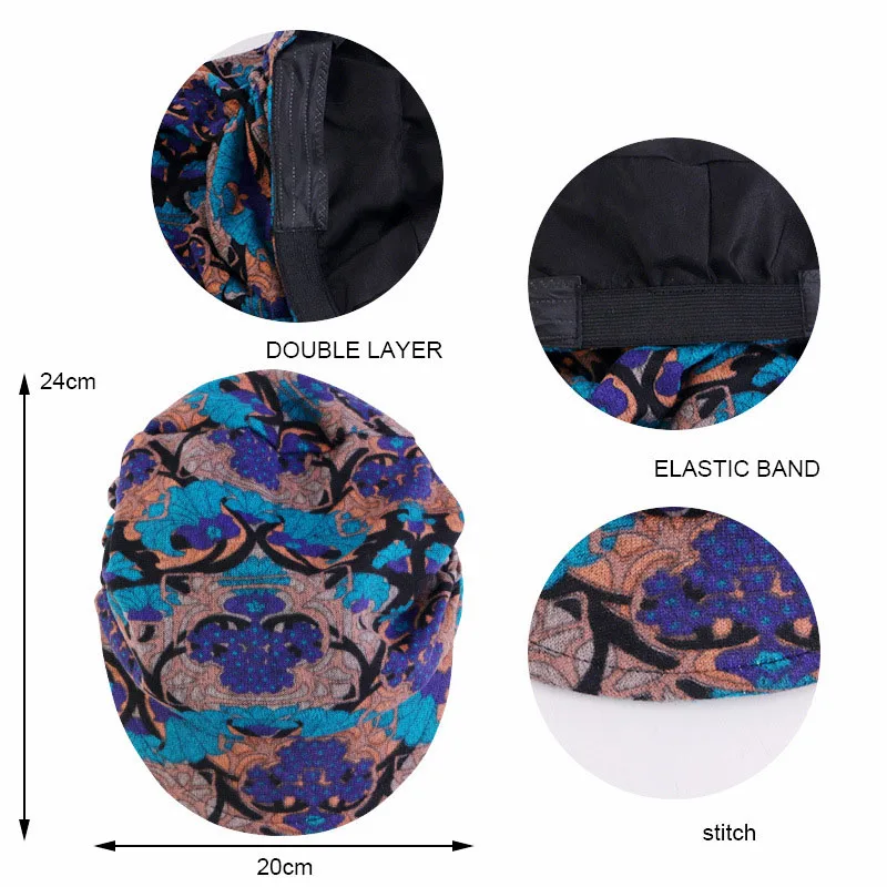 Print Beanies Visor Women Turban Cap Muslim Brim Hats Stretch Turban Chemo Loss Head Wrap Beanie Casual Head Wrap Scarf cotton newsboy cap