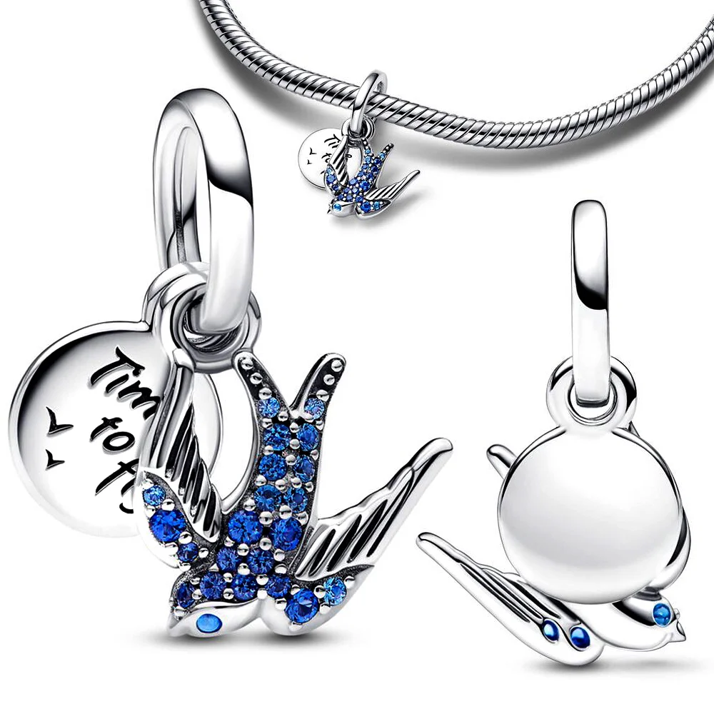 Charm Beads 925 Silver Plated Flower Bird Series Fit Pan Original For Jewelry Making