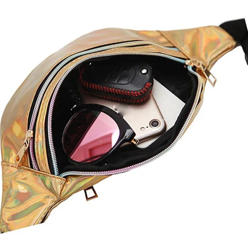 Holographic Waist Bags Women Silver Fanny Pack Female Belt Bag Geometric Waist Packs Laser Chest Phone Pouch Crossbody waist bag chest bag crossbody bag