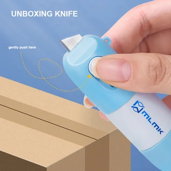 Unboxing Knife with Thermal Paper Eraser Letter Opener Sword Mini Box Cutter Thermal Paper Data Protection Tool for Home Office 2