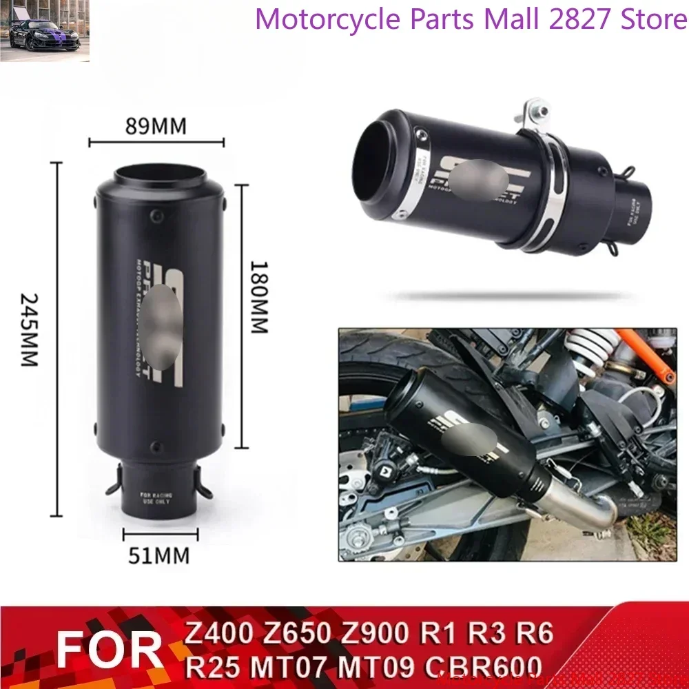 Motorcycle Exhaust Muffler 51mm Universal SC Motorcycle Exhaust Pipes Muffler Silencer Steel With DB Killer For Z800 Z900 R3 R25 CBR600 S1000RR MT07 MT09