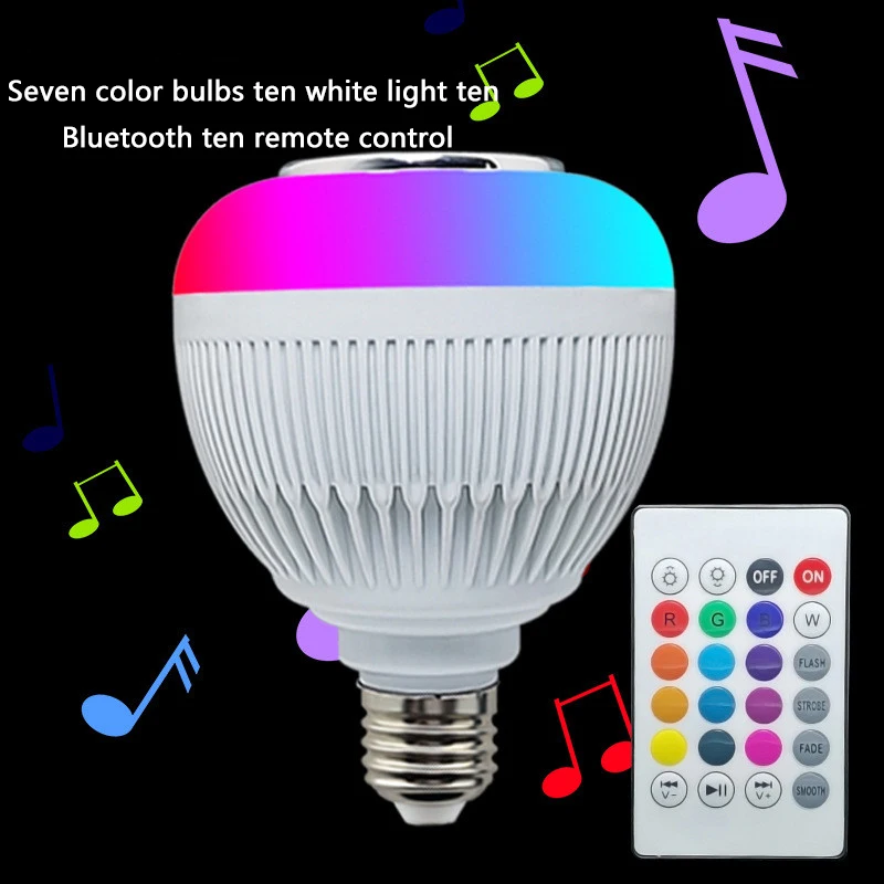Wireless Bluetooth LED Light Speaker Bulb RGB 12W Music Playing lamp Remote