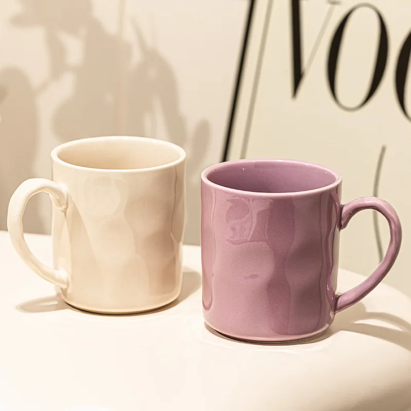 

Mugs Purple Ceramic Nordic Minimalist Style High-grade Sense Couple Drinkware Home Kitchen Office Large Capacity 400ml Water Cup