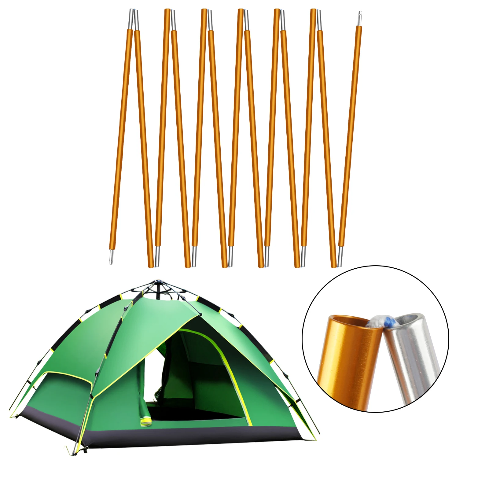 1pc/2pc Aluminium Legierung Zelt Pole 4,3 M/3,6 M Camping Unterstützung Stangen Ersatz Zubehör für wandern Markise Shelter Rahmen Stangen – Detail 2