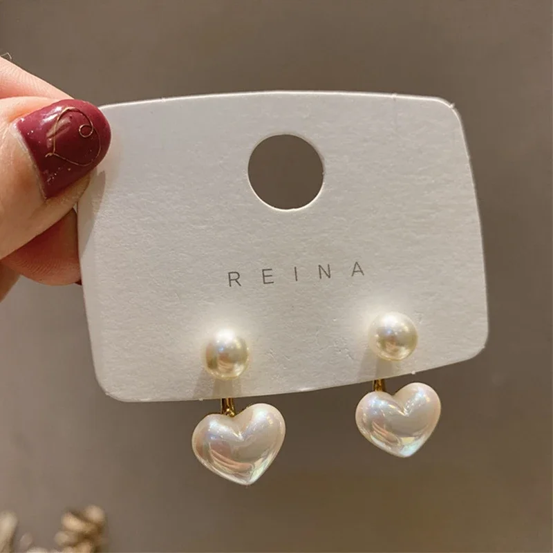 New Fashion love Heart Pearl Earrings for Women Sweet