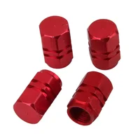 4 Pieces Aluminum Tire Wheel Rims Tire Valve Stem Caps Car Truck Vehicles Motorcycle Bike Chrome Red 2