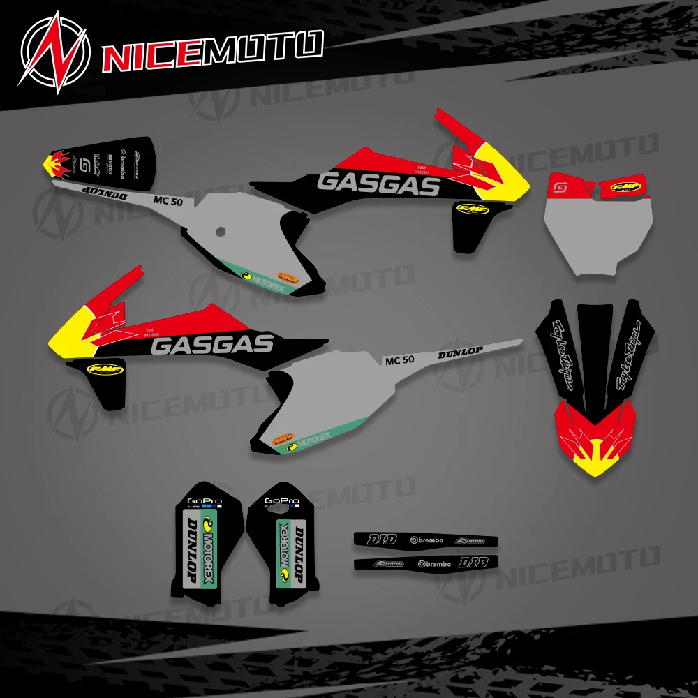 NICEMOTO Custom Team Graphics Backgrounds Decals Stickers Kit For GASGAS MC50 2021 2022 2023 EC MC