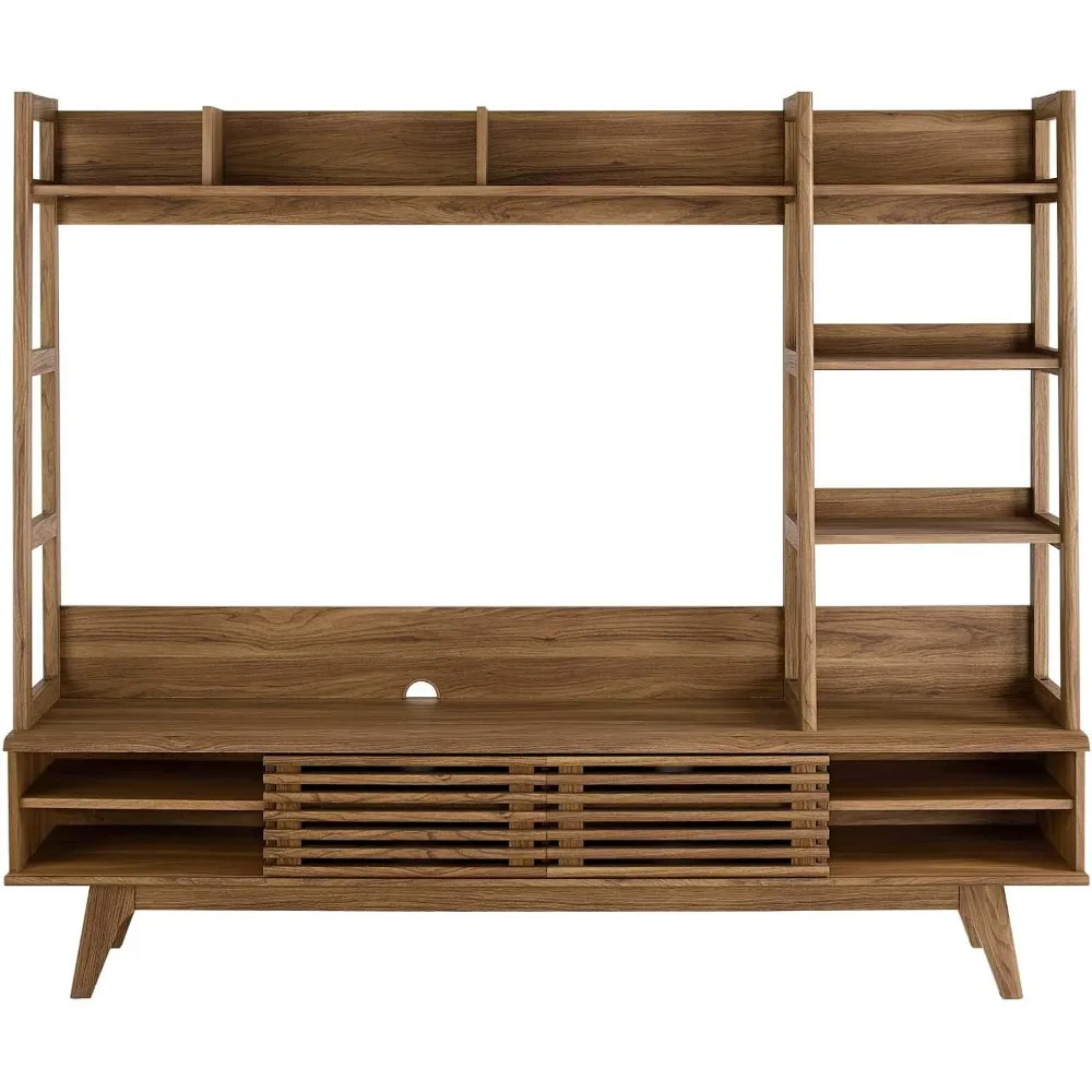 Render Mid-Century Modern TV Stand Entertainment Center, 70", Walnut 6