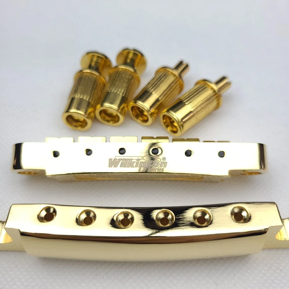 

WOGT1+WOGB2 Original Wilkinson Gold Tune-O-Matic Style Electric Guitar Bridge For Lespaul LP SG Guitar Golden