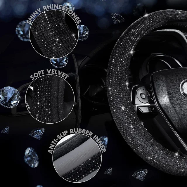 Universal Diamanten Auto Lenkrad abdeckung mit Kristall funkelnden  atmungsaktiven Anti-Rutsch-Mode Lenkrad Auto Styling - AliExpress