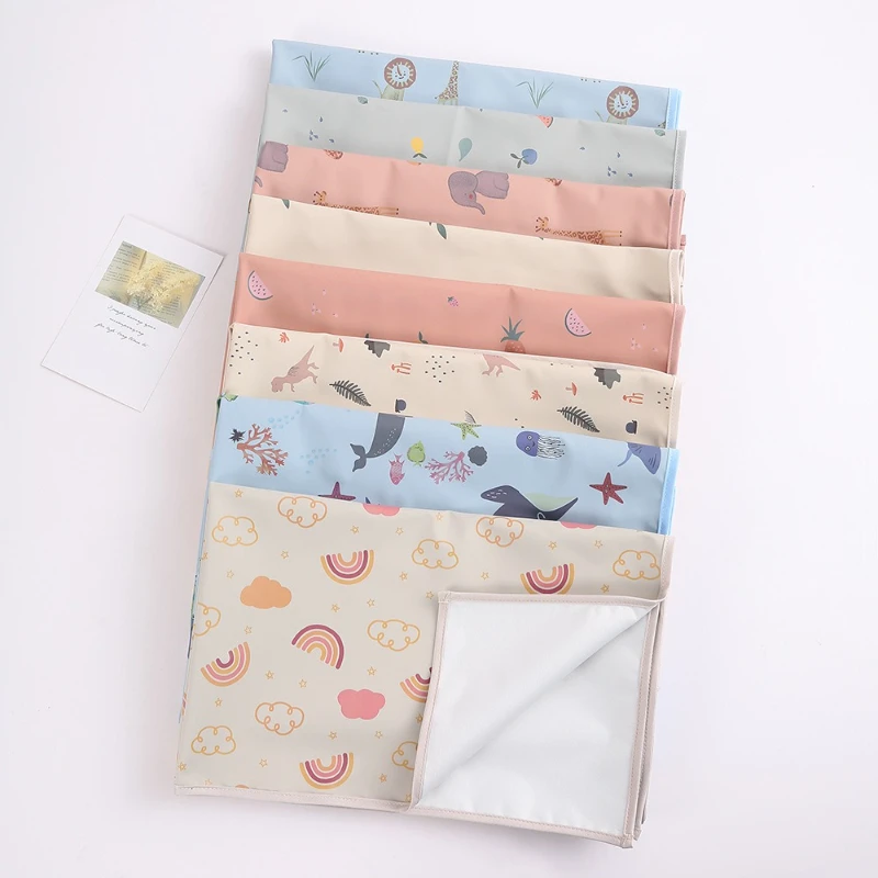 S/L tapis à couches pour bébé doux PU imperméable à l'eau anti-fuite lavable nouveau-né coussin d'urine matelas à langer coton réutilisable pique-nique tapis de voyage