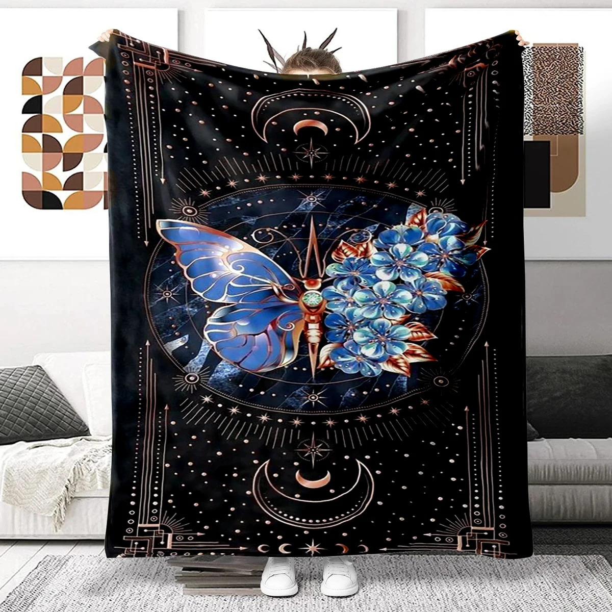 

Flower Butterfly Blanket Ultra Lightweight Soft Plush Flannel Throws Blanket for Sofa Bed Couch best Office Gifts