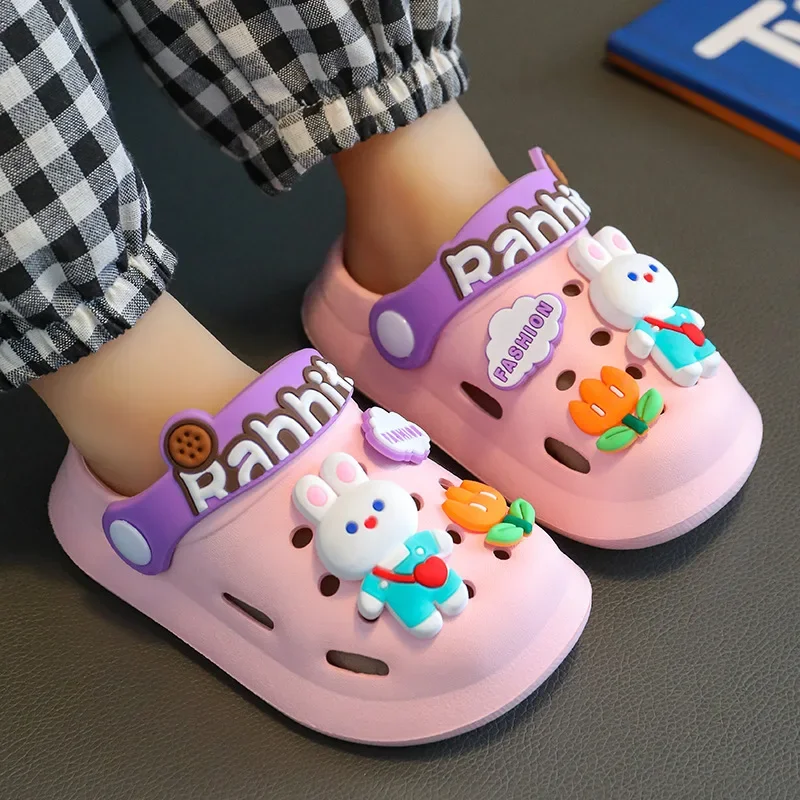 Summer Slippers Garden Clogs Shoes Boys Girls Beach Sandal Kids Lightweight Breathable Cute Cartoon Slip On Mules Baby Slipper 3