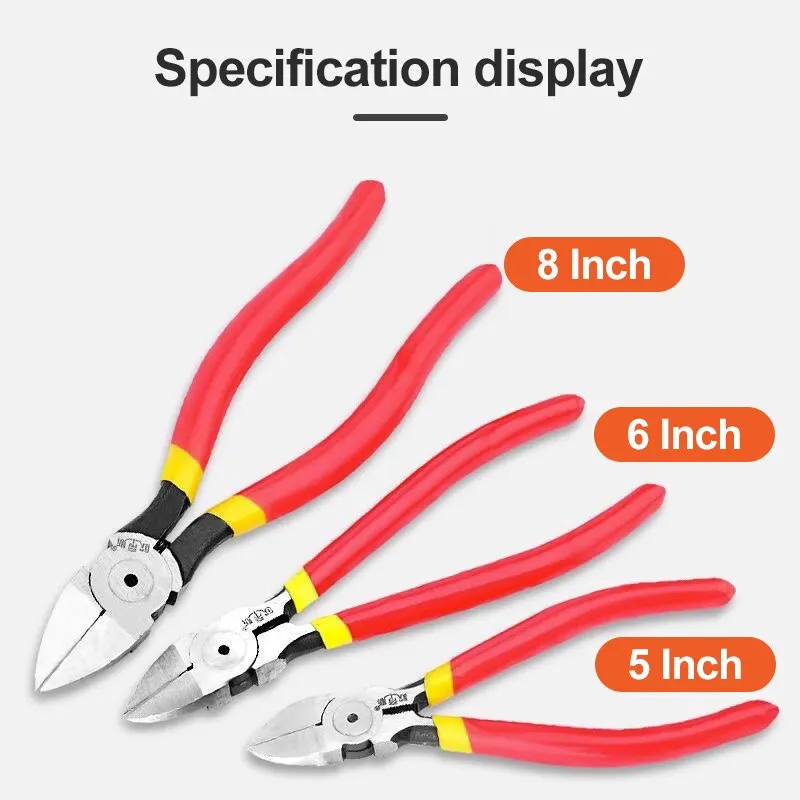 Diagonal Pliers Multi Functional Electrical Wire Cable Cutters Cutting Side Snips Flush Nipper Hand Tools 5/6/8inch