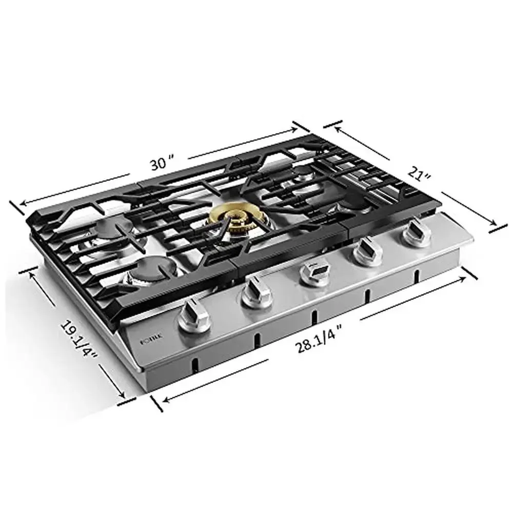 Premium Stainless Steel 5-Burner Gas Cooktop