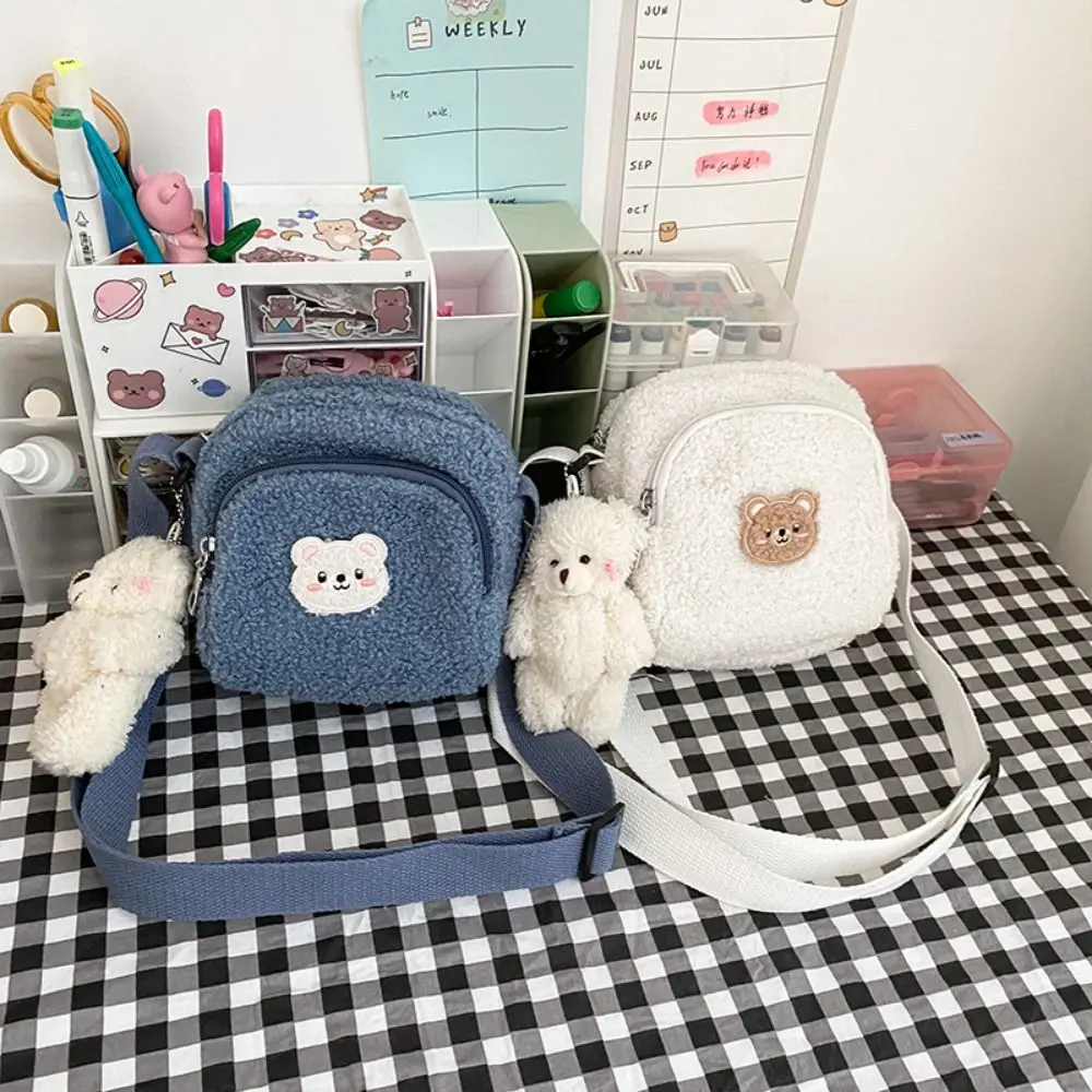 

Cute Bear Print All-match JK Uniform Accessories Women Handbags Small Plush Shoulder Bag Korean Style Handbags Cute Small Bags