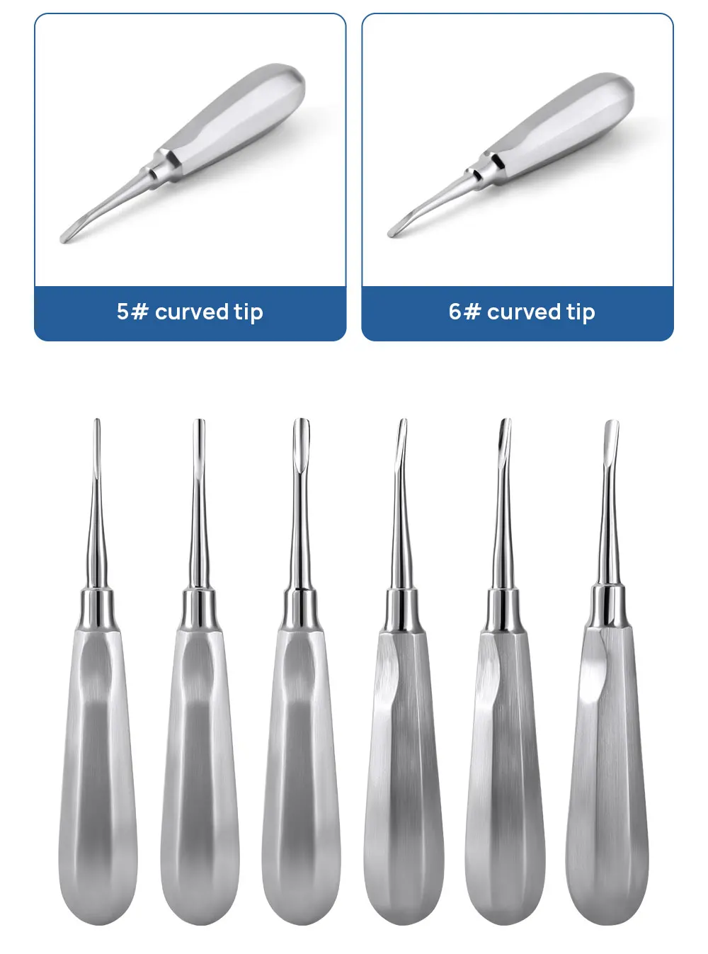 6 stücke Azdent Dental Aufzug Edelstahl Zahn Zahnarzt Werkzeuge Kit Gerade Gebogene Wurzel Aufzug Zahnmedizin Werkzeuge Labor Instrument – Detail 6