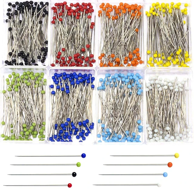 100pcs/set Sewing Pins Straight Pins with Colored Ball Glass Head Bead Pin  Straight Quilting Pins for Fabric, Dressmaker, DIY Crafts(Black)