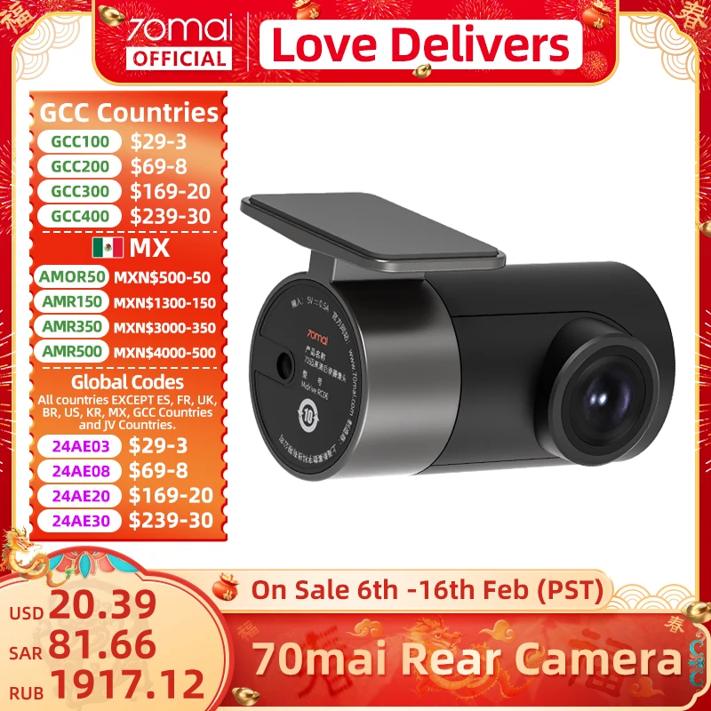 70Mai Posteriore Cam Rc06 Per 70Mai 4K Dash Cam 70Mai A800 4K Car Dvr Retrovisore Cam 70Mai Pro Plus + Per A800S E A500S