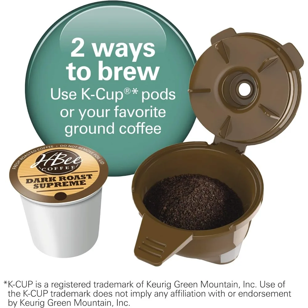Single-Serve Coffee Maker, with Milk Frother Compatible with K-Cup Pods and Grounds, Black Make Hot or Cold Froth, Household 3