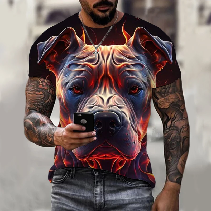 

Animal Pug Dog 3d Print Round Neck Men's Round Neck T-shirt Casual Short Sleeve Oversized Pullover Tops Trend Men Clothing