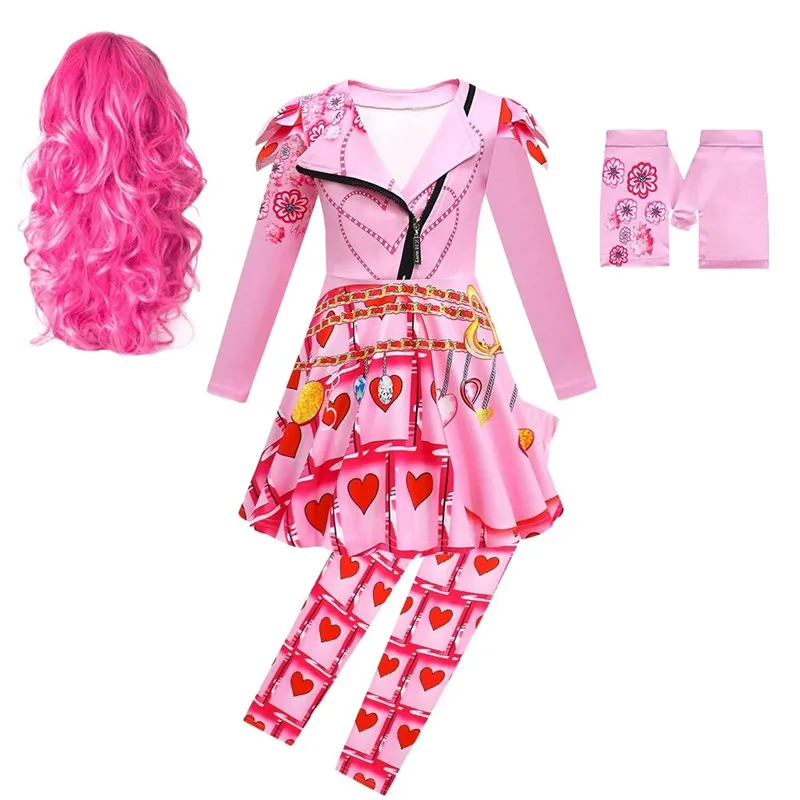 thumbnail image 1 of Disfraz rojo de D-Descendants para niños Rise of Red Girls, disfraz de Bridget roja, peluca para cosplay, ropa de fiesta de Halloween de fantasía para niños, 1 of 5