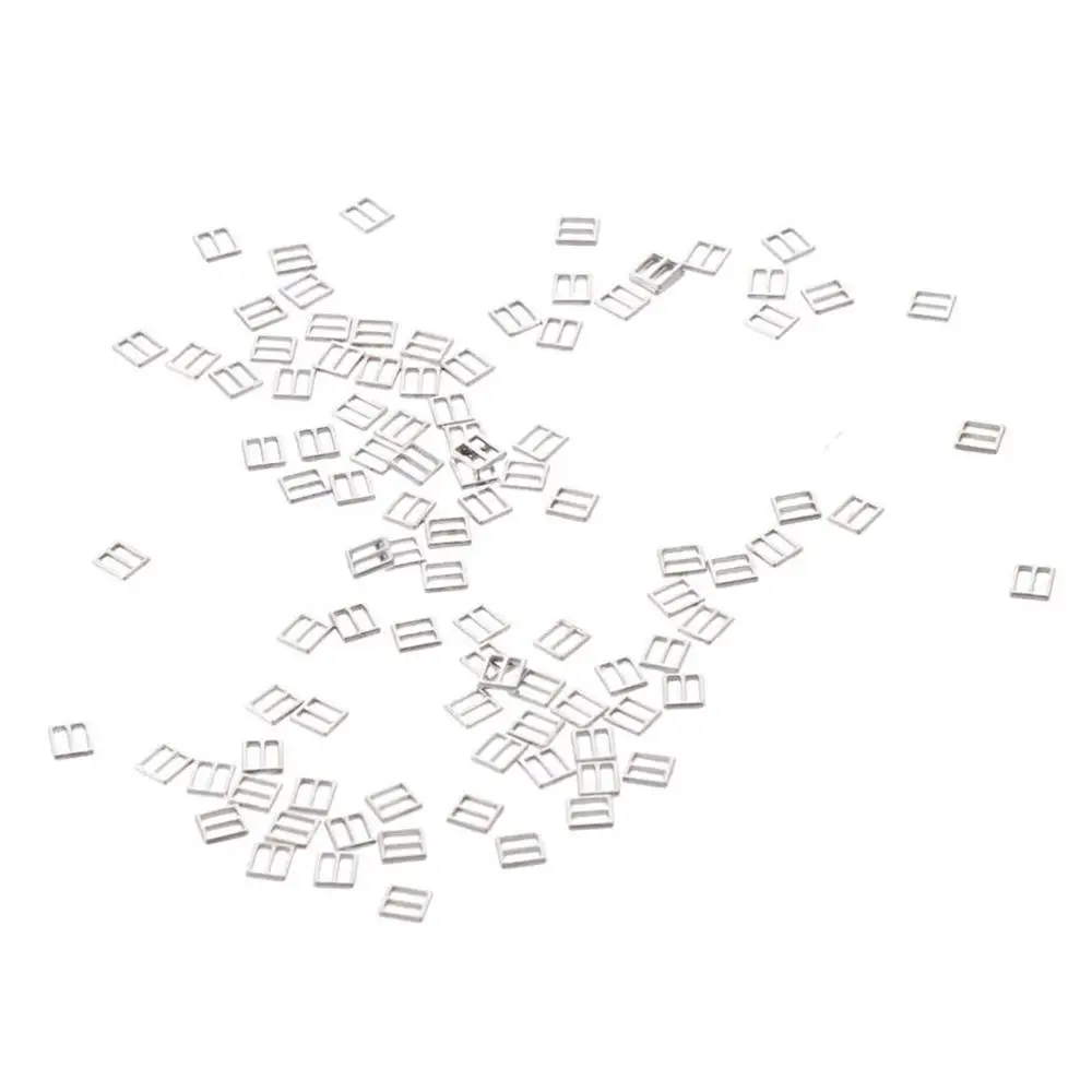 100pcs 튼튼한 슬리버 바느질 트라이 글라이드 버클 금속 미니 미니 패치 워크 버클 4mm 슬라이드 버클 바느질 액세서리
